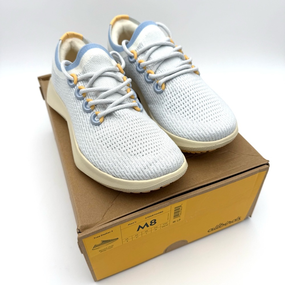 NIB NWT New Allbirds Mens Tree Dasher 2 Size 8 Shoes Blizzard Beige Hush Walking - Picture 3 of 9